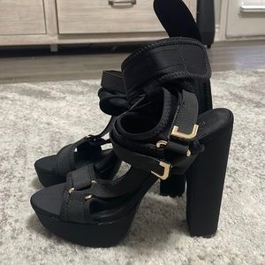 black strappy heels